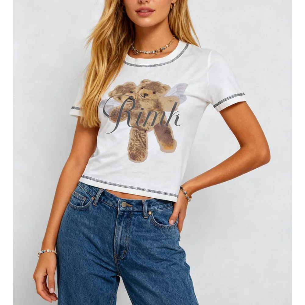 Chic Bear Pullover Short Sleeves Crop T-shirt