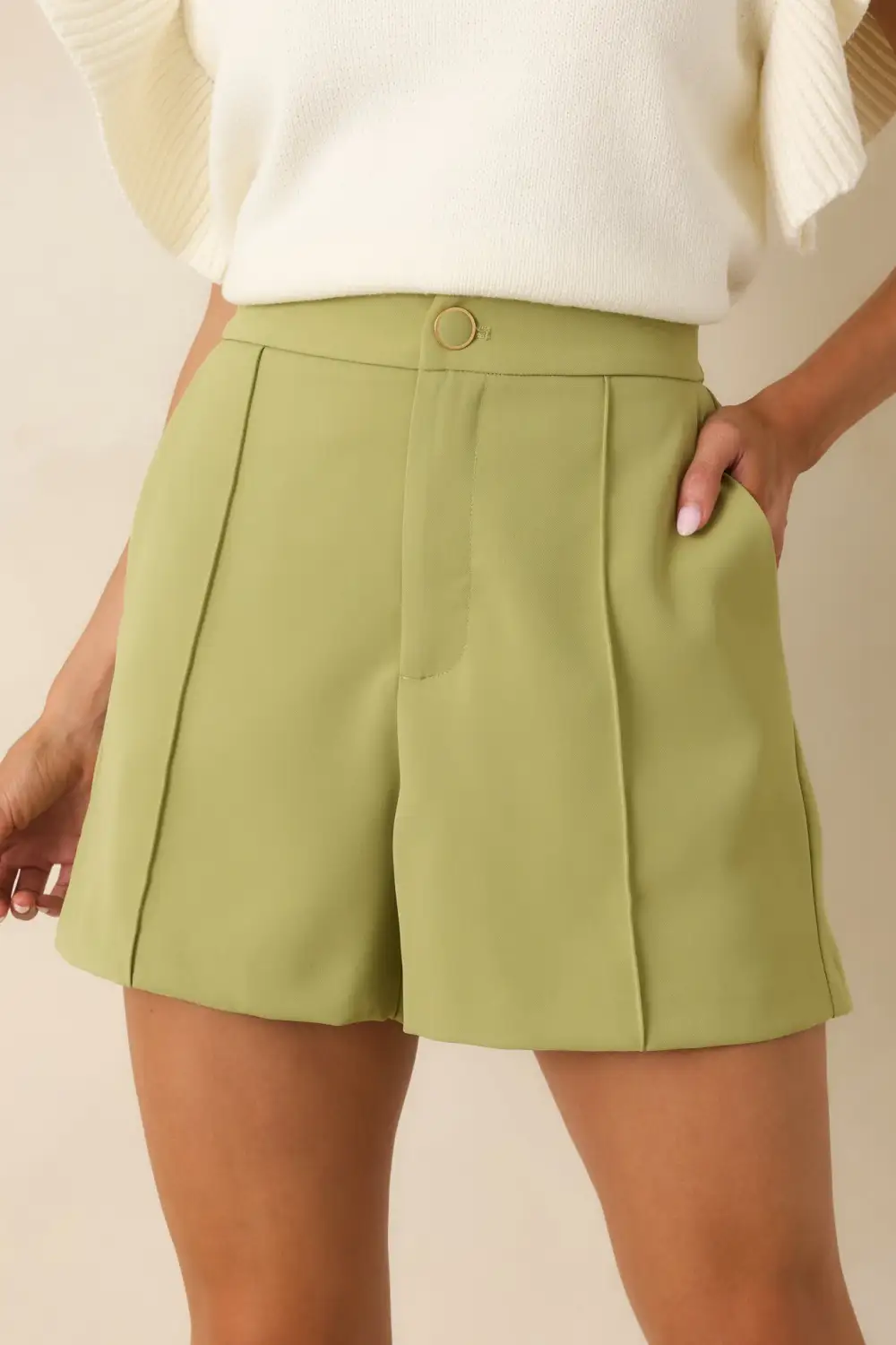 Matcha Pleated Tailored Shorts