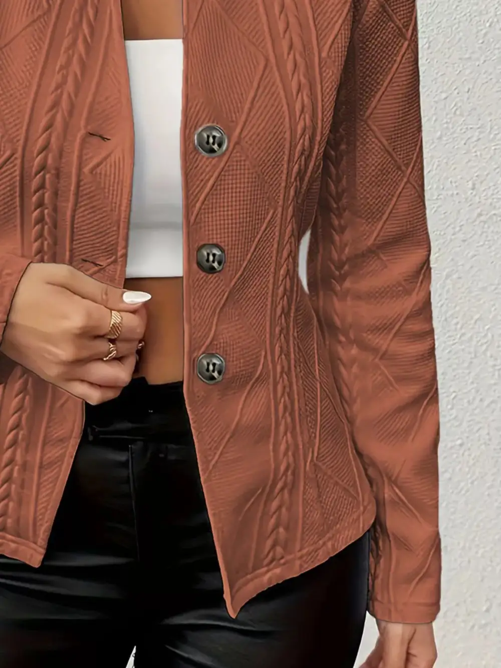 Unlined Textured Knit Button Blazer