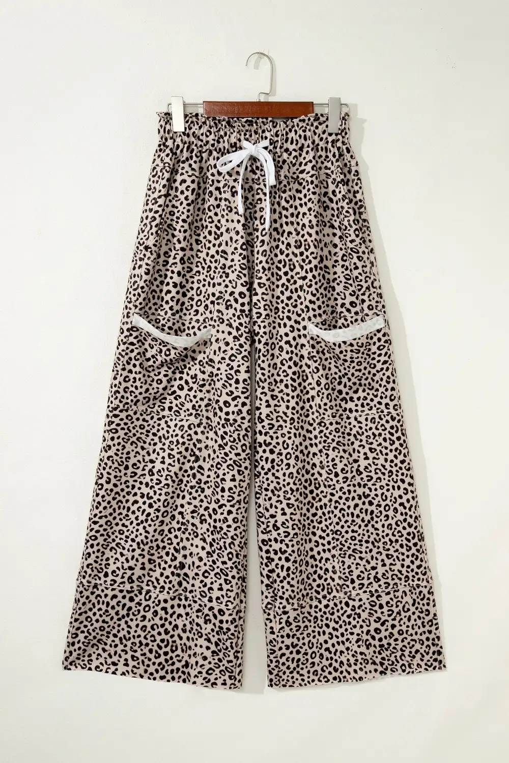 Animal Print Wide Leg Terry Knit Trousers