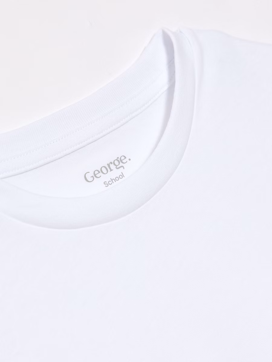 White Crew Neck School T-Shirts 5 Pack detail 2