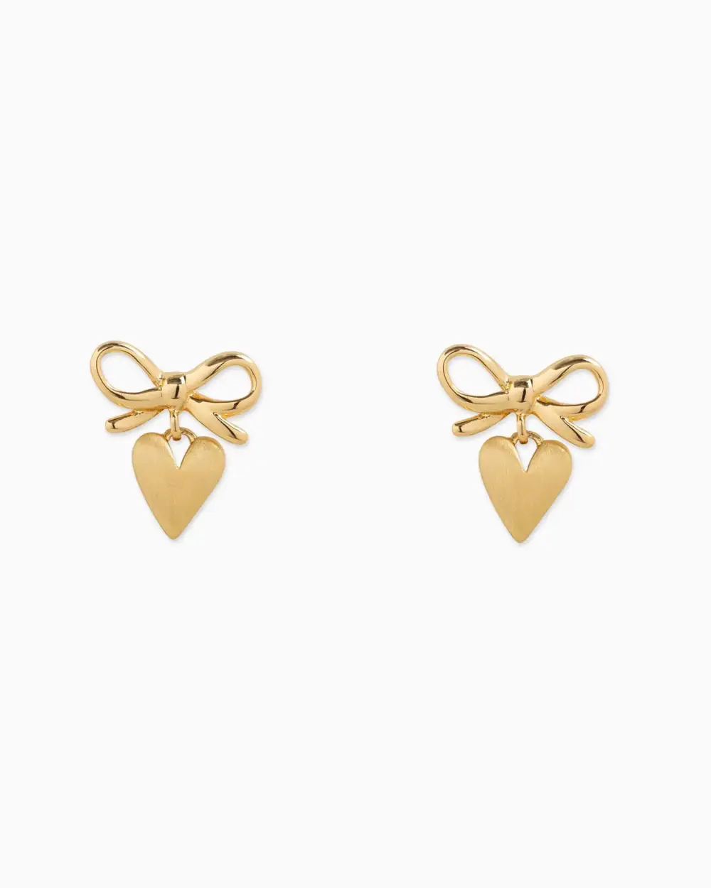 Bow Puffy Heart Drop Earrings