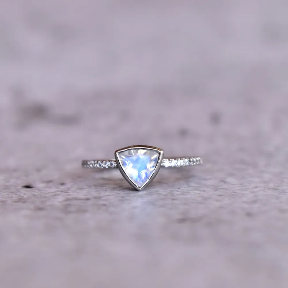 Trillion Cut Moonstone Ring