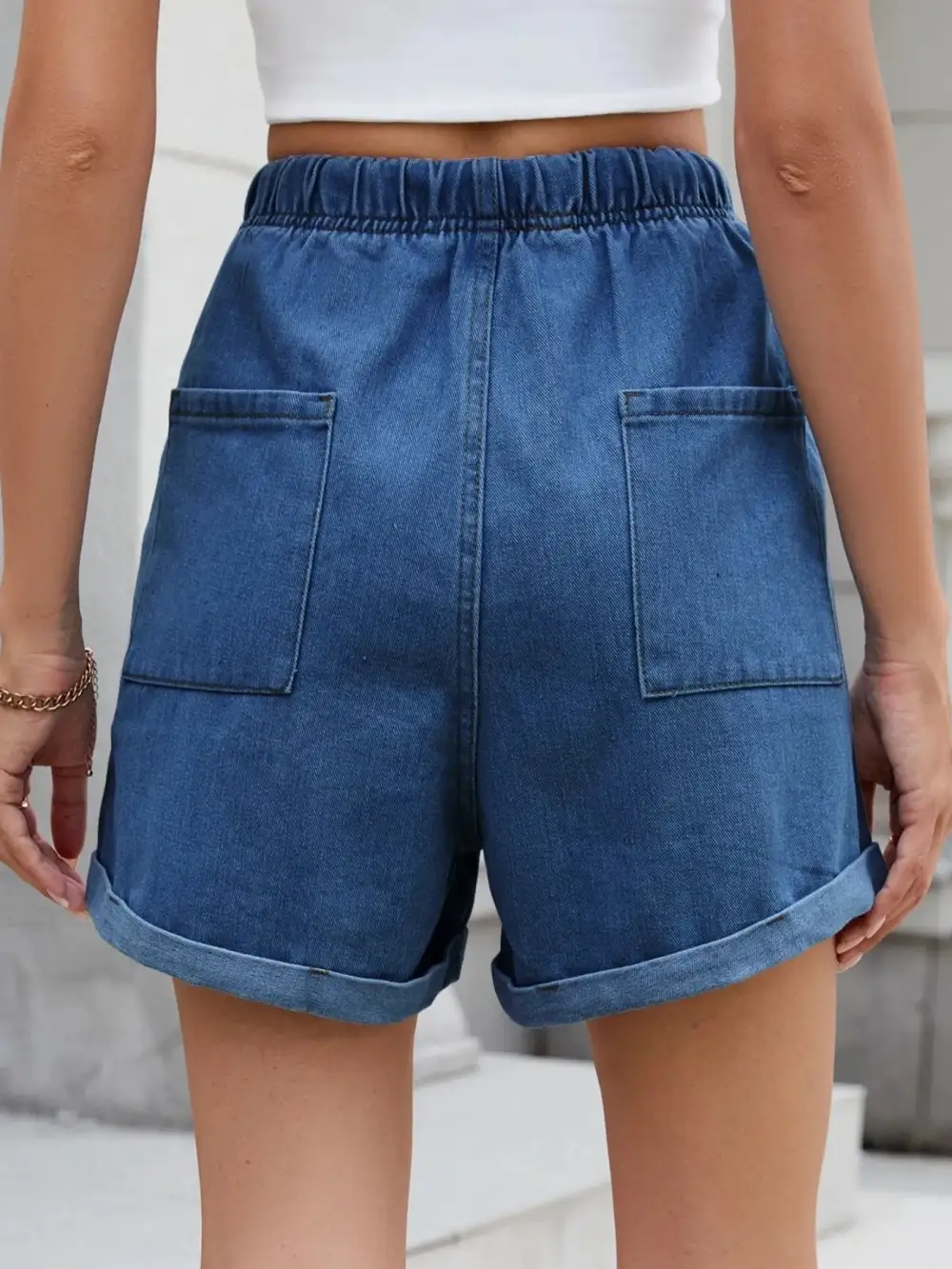 Drawstring Wash Shorts Denim Pants