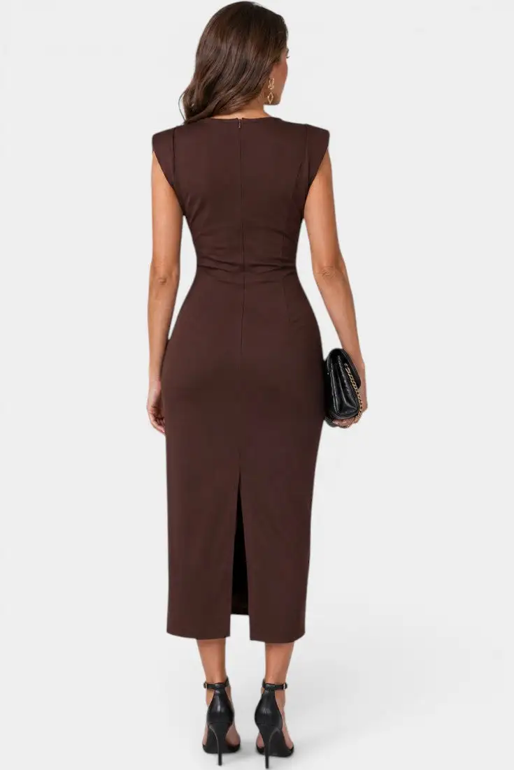 V-Neck Midi Dress
