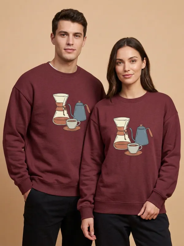 Unisex Coffee Lover Chemex Kettle Cup Printed Sweatshirt