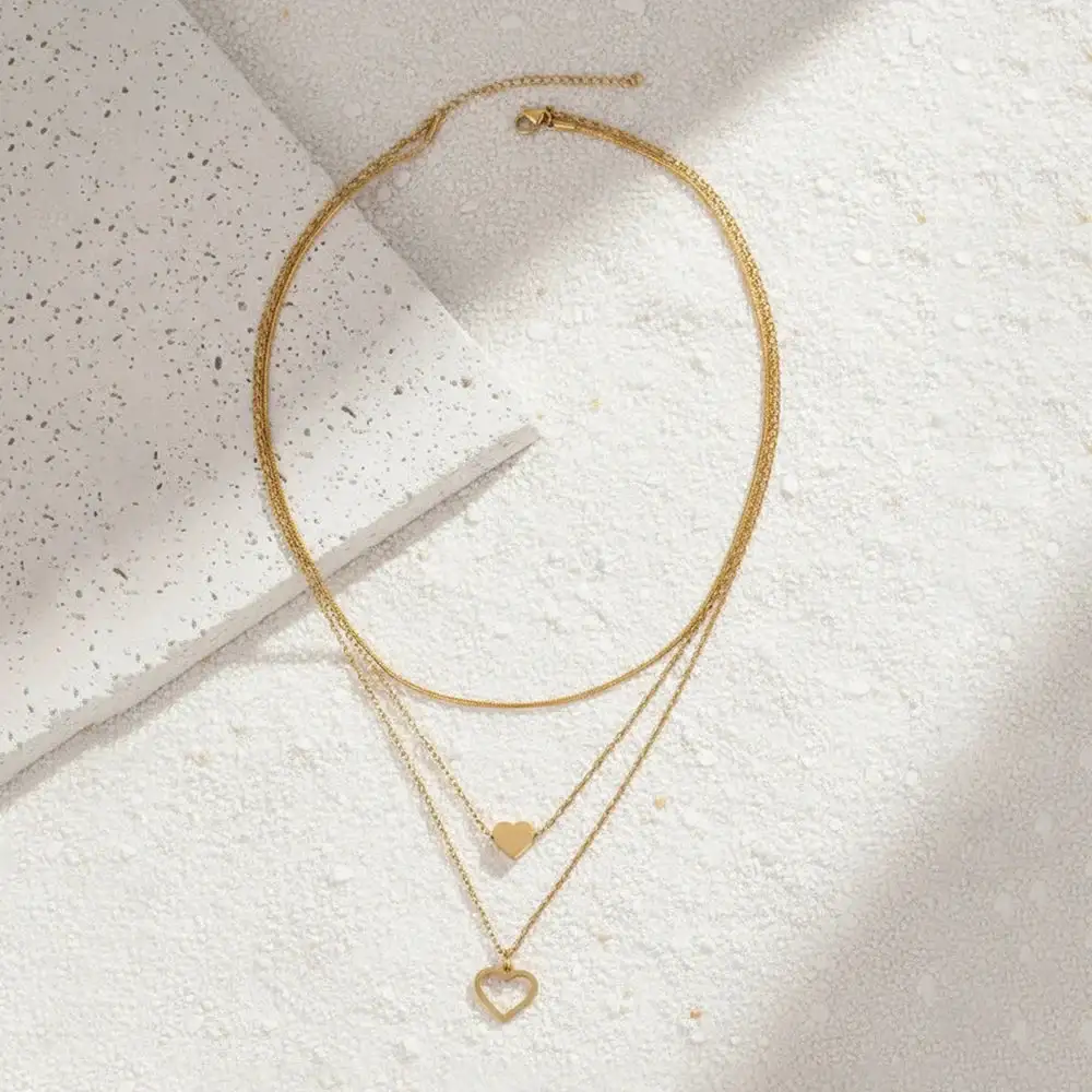 Heart Triple Charm Jewelry Set