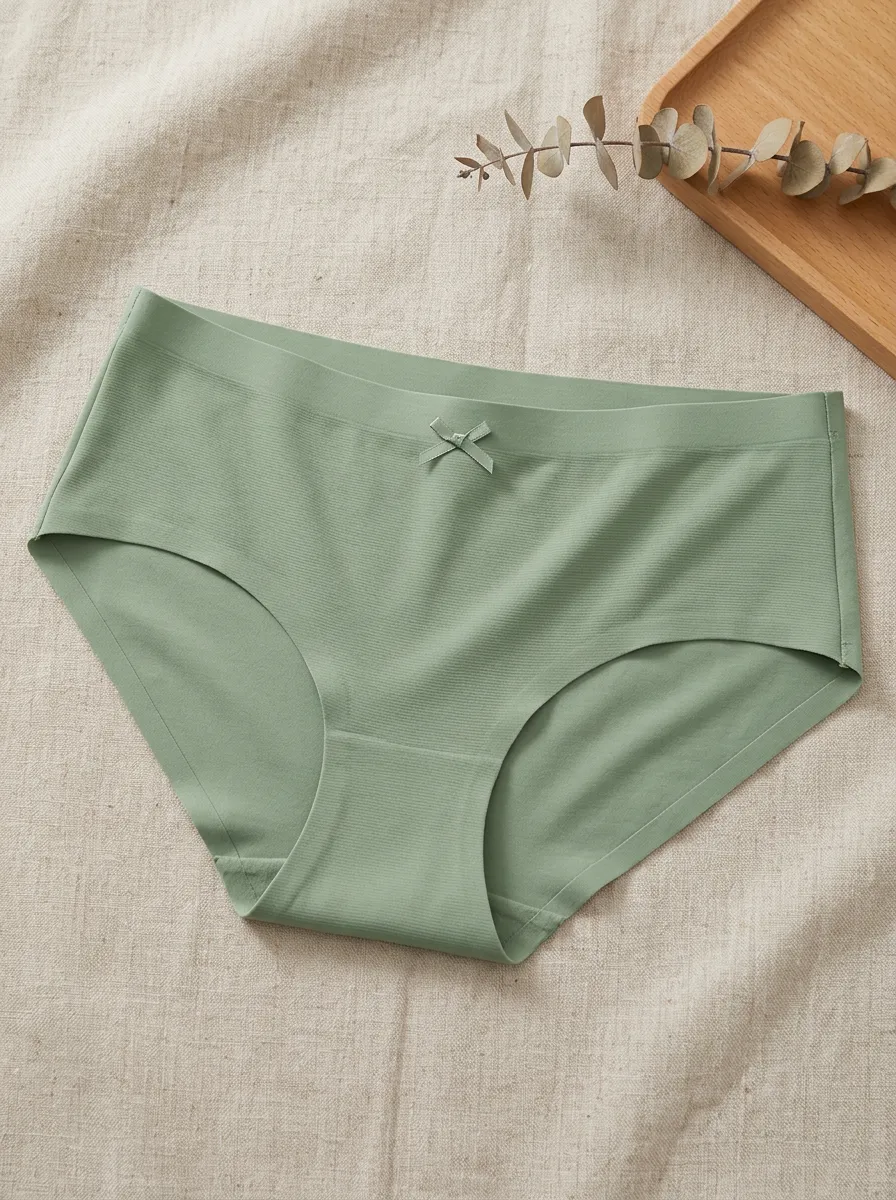 Women's Sage Green Seamless Bowknot Decorated Panties