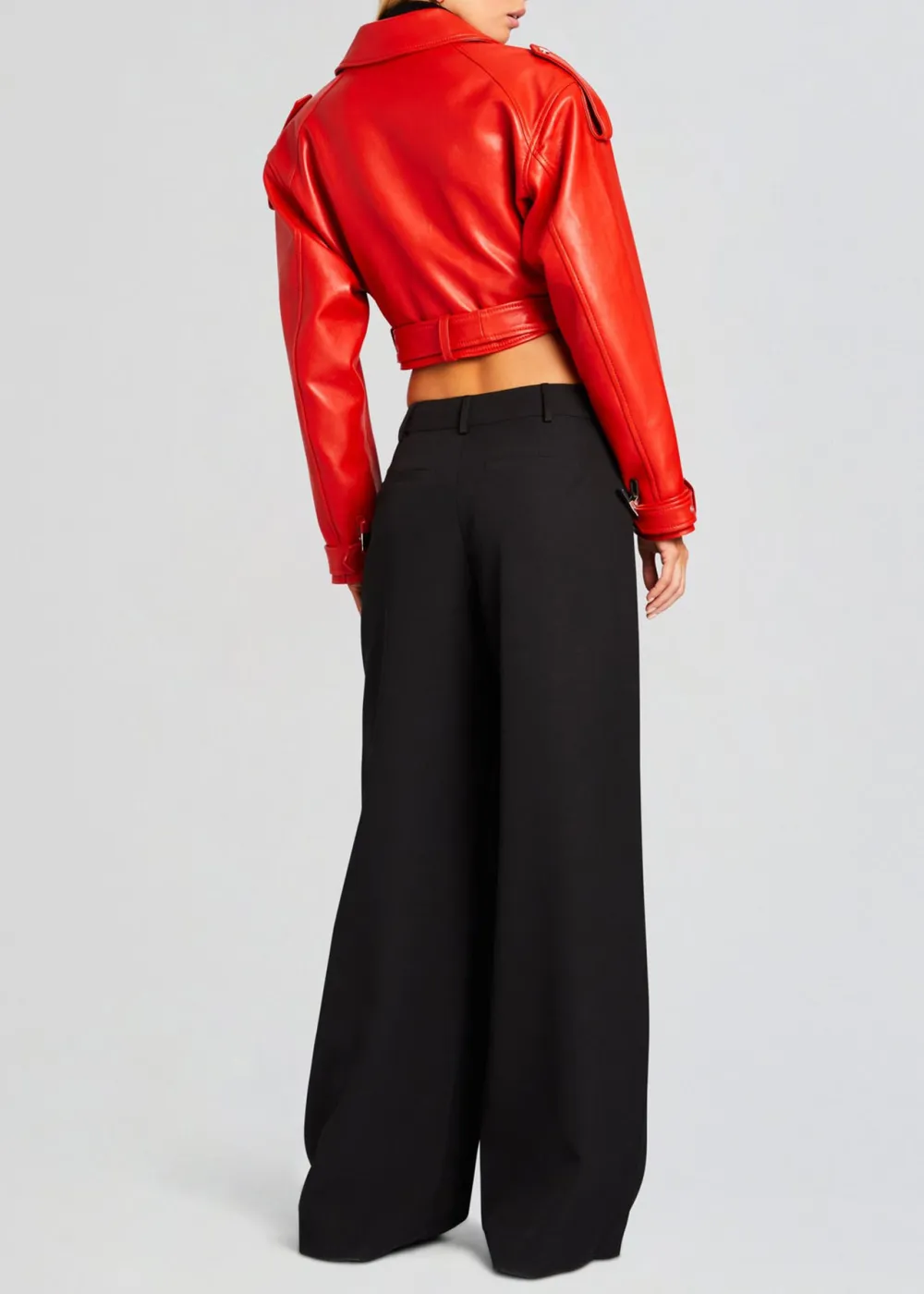 Lapel Buckle Leather Jacket