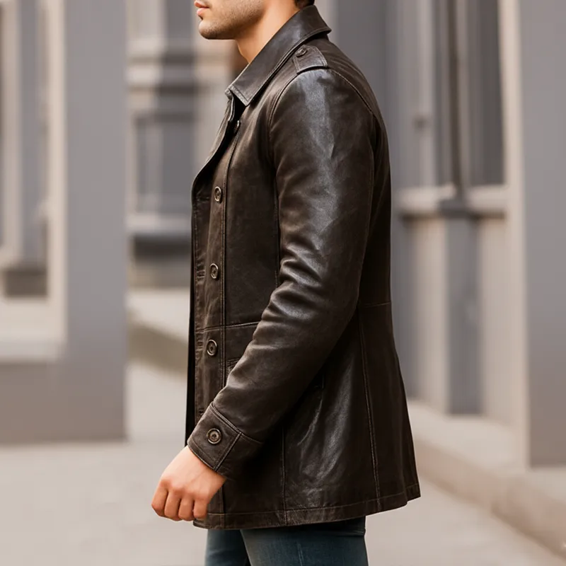 Leather Button Jacket