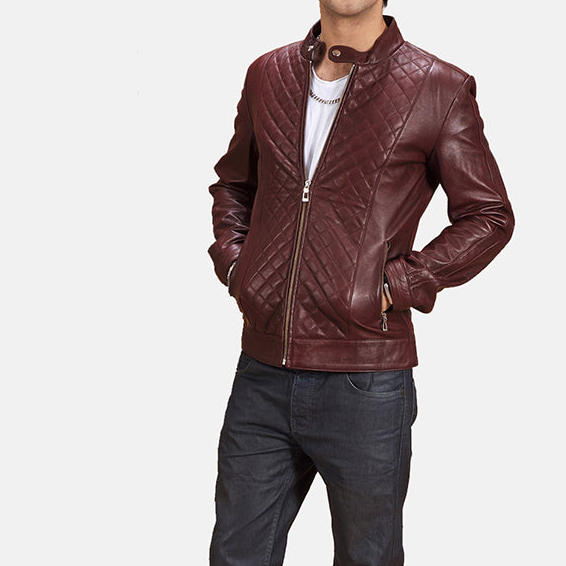 Men's Rugged Utility Biker Leather Jacket