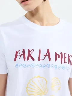 Soft Coastal Print Cotton T-Shirt