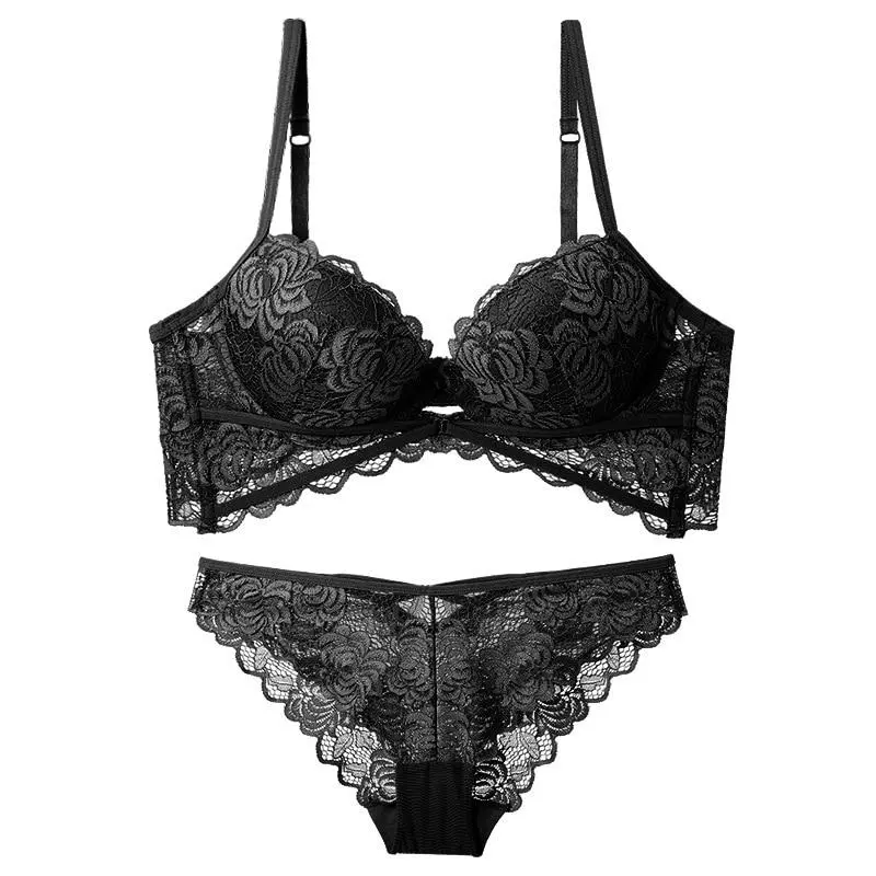 Strappy Push-Up Lace Lingerie Set