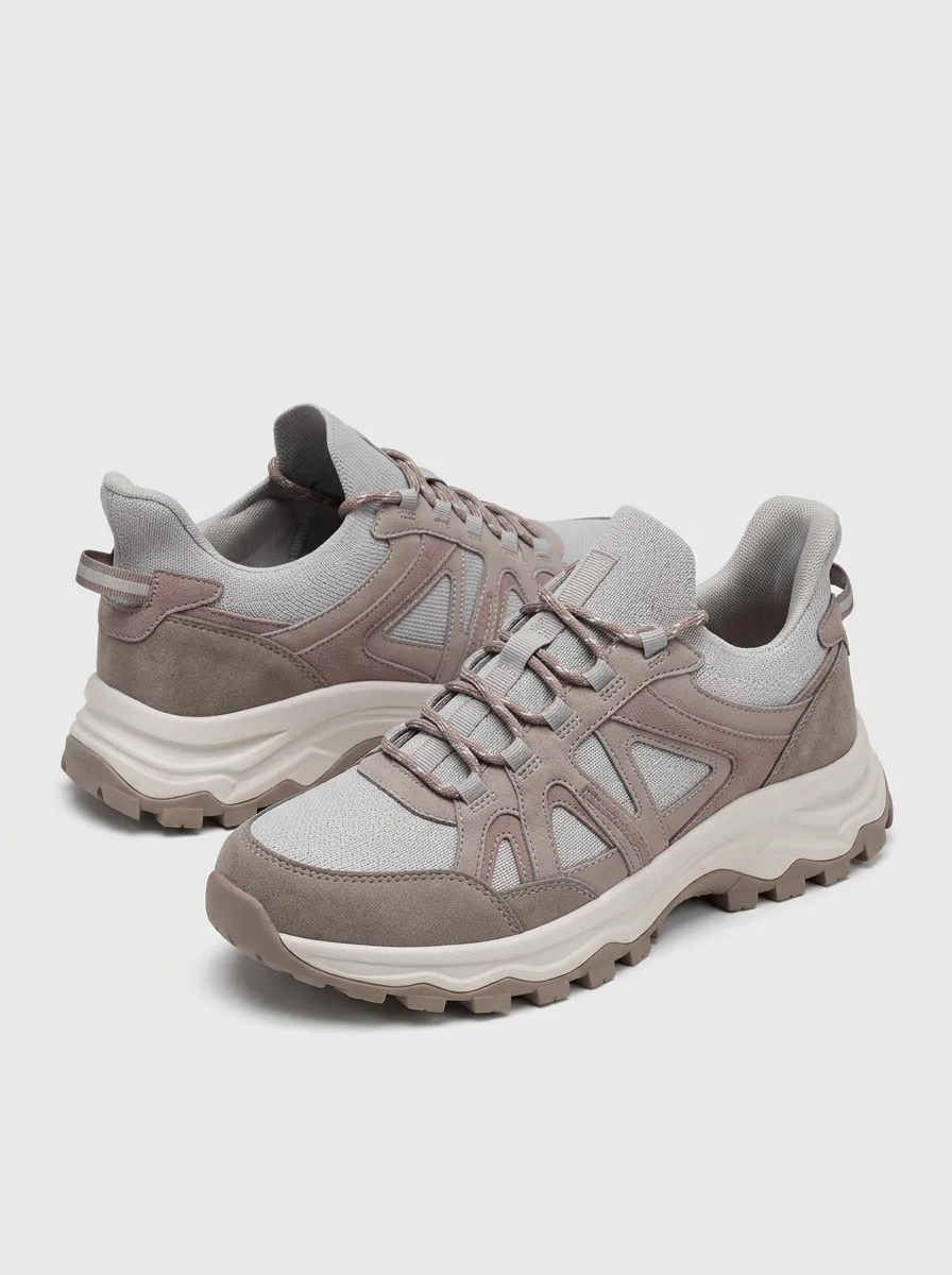 Women's Off Duty Taupe Suede and Mesh Casual Sneakers