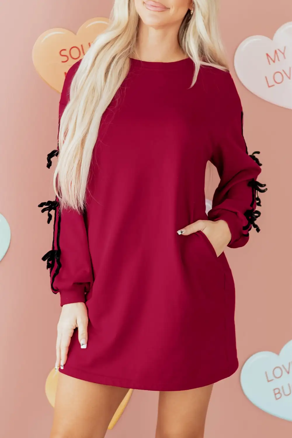 Lightweight Feel Striped Pocketed Drop Shoulder Shirt Dress