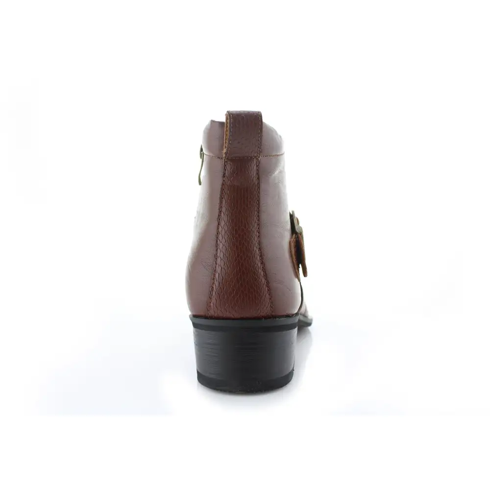 Faux-Leather Embossed Pointed-Toe Chelsea Boots