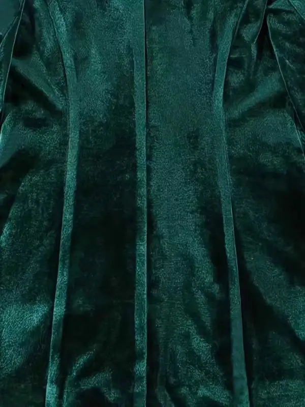 Single-Button Rose-Embellished Velvet Blazer