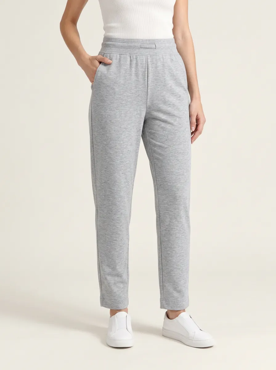 Women's Grey Printed Elastic Waist Pants