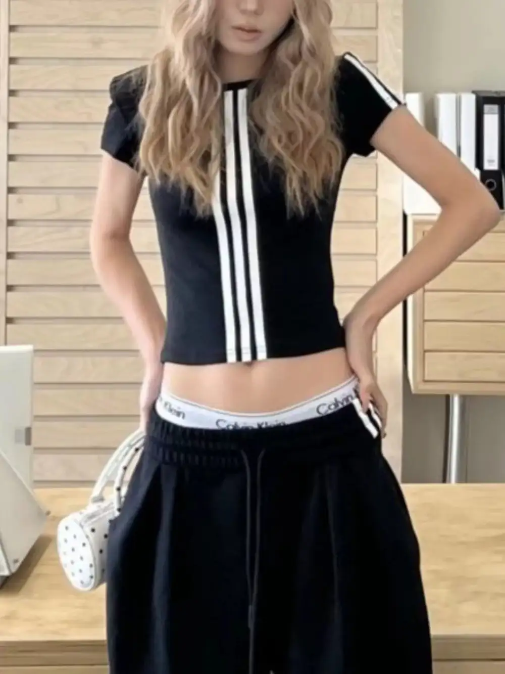 Elevated Striped Crop Top and Wide Leg Pants Set