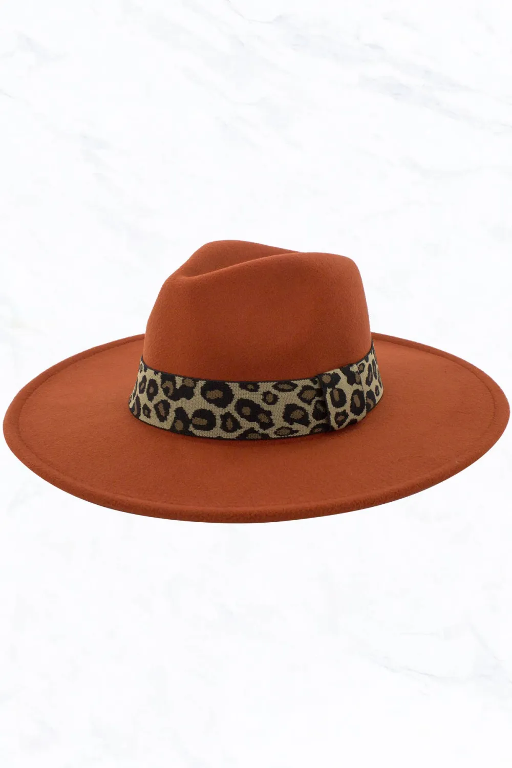 Big Brim Peach Heart Top Jazz Hat Wide Leopard Belt
