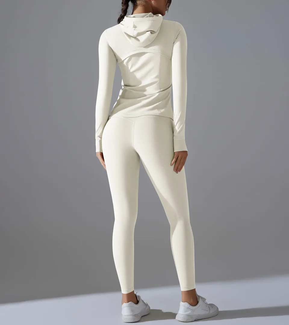 Zip-Front Long-Sleeve Hoodie and Leggings Active Set
