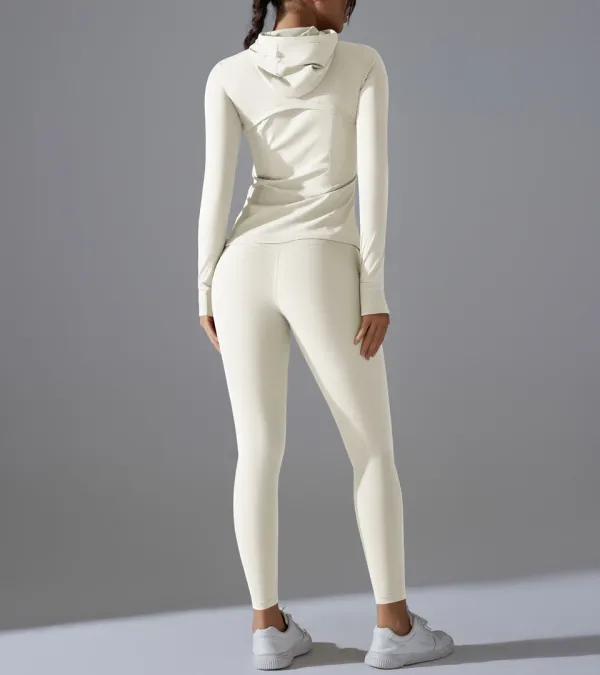 Zip-Front Long-Sleeve Hoodie and Leggings Active Set