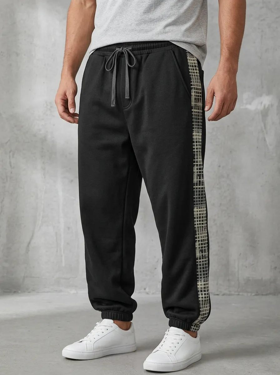 Sweatpants Grid Side-Stripe Men's Sweatpants
