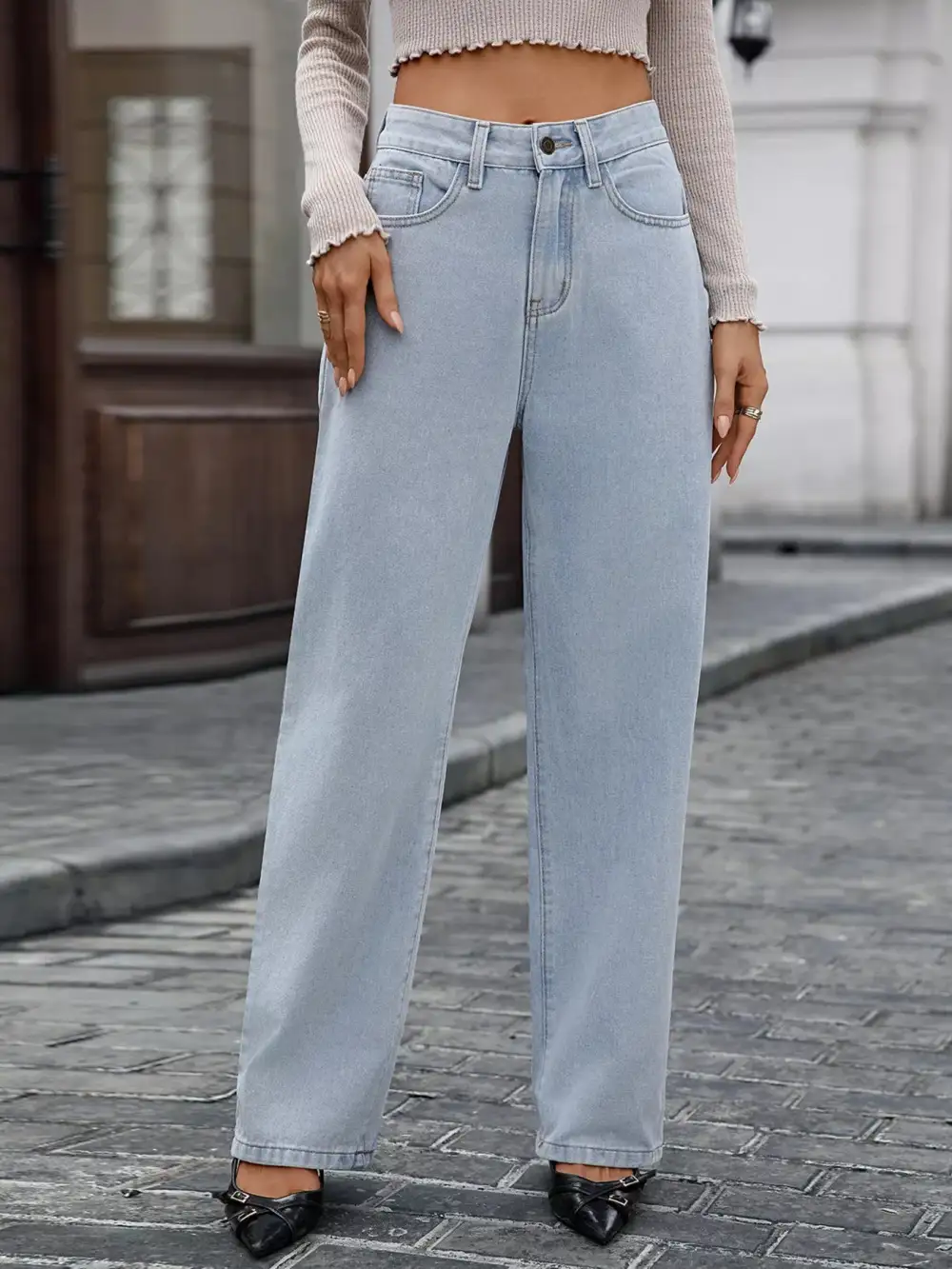 High-Waisted Wide Leg Jeans