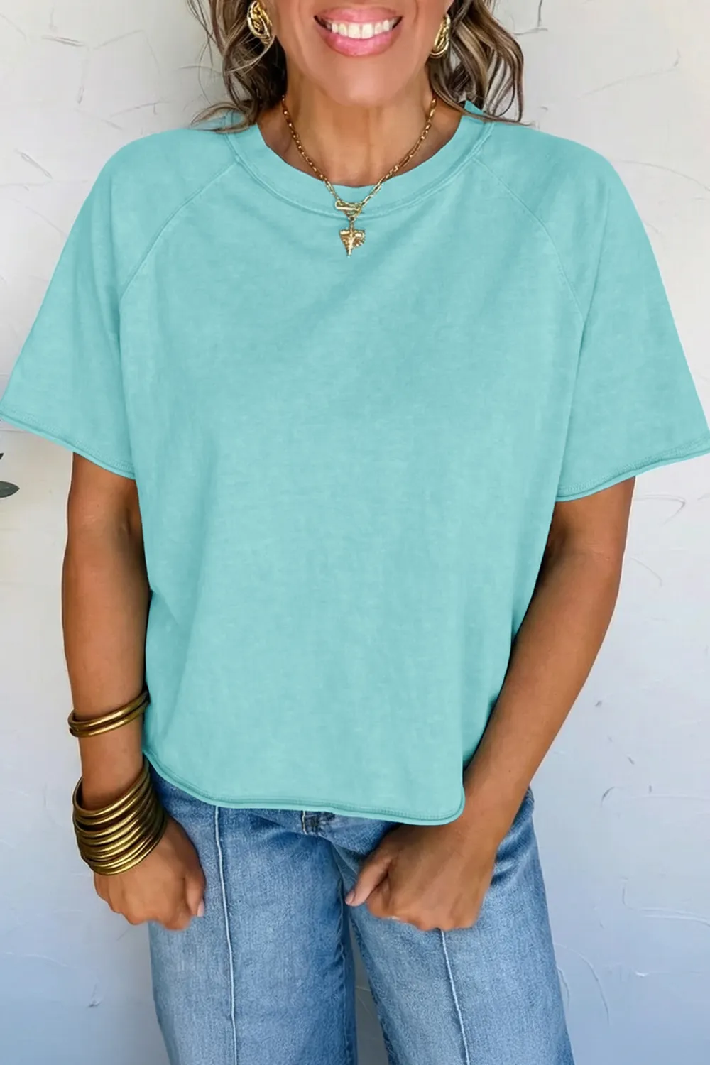 Mint Green Mineral Wash Raglan Tee