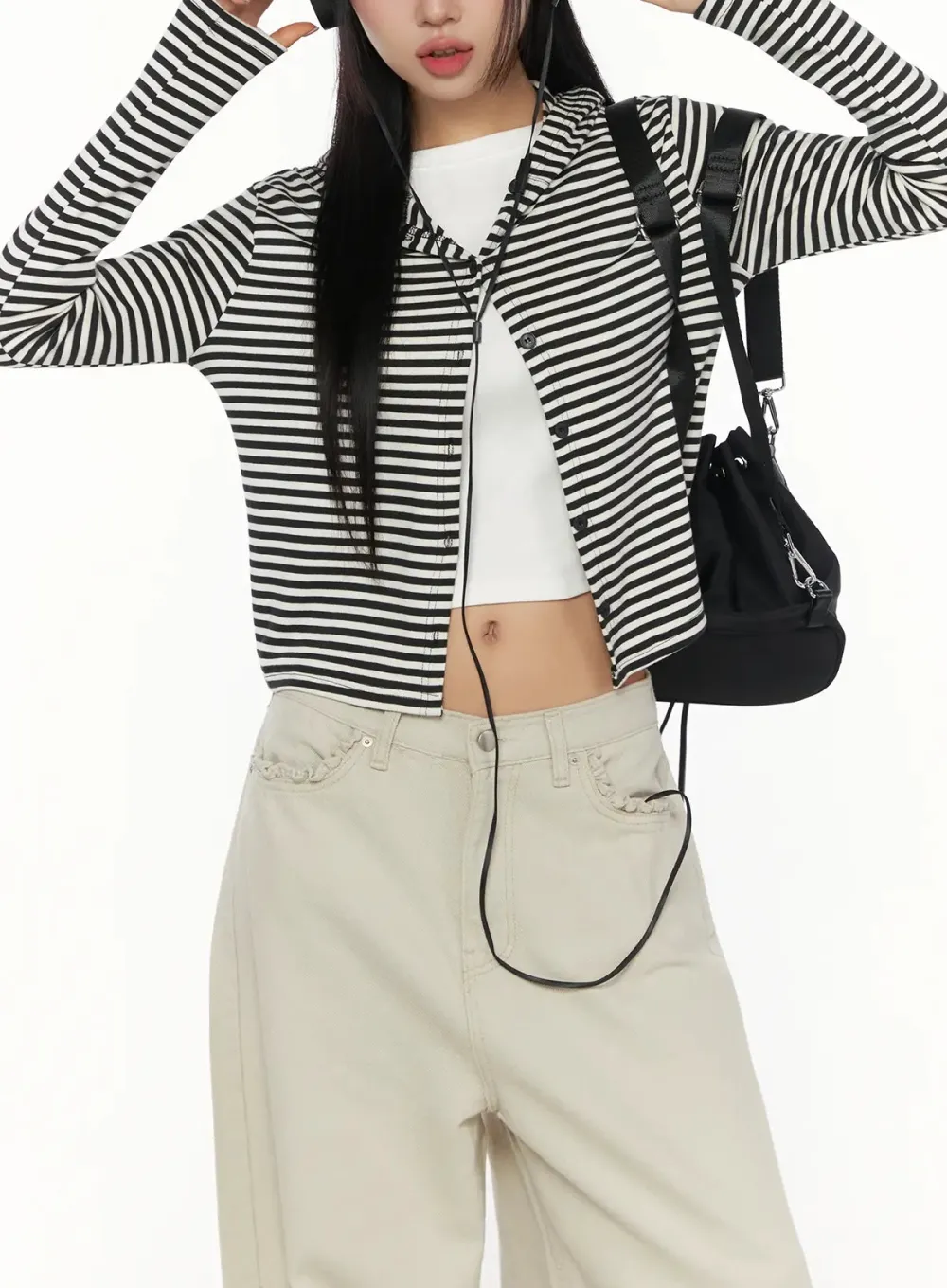 Striped Hooded Cardigan