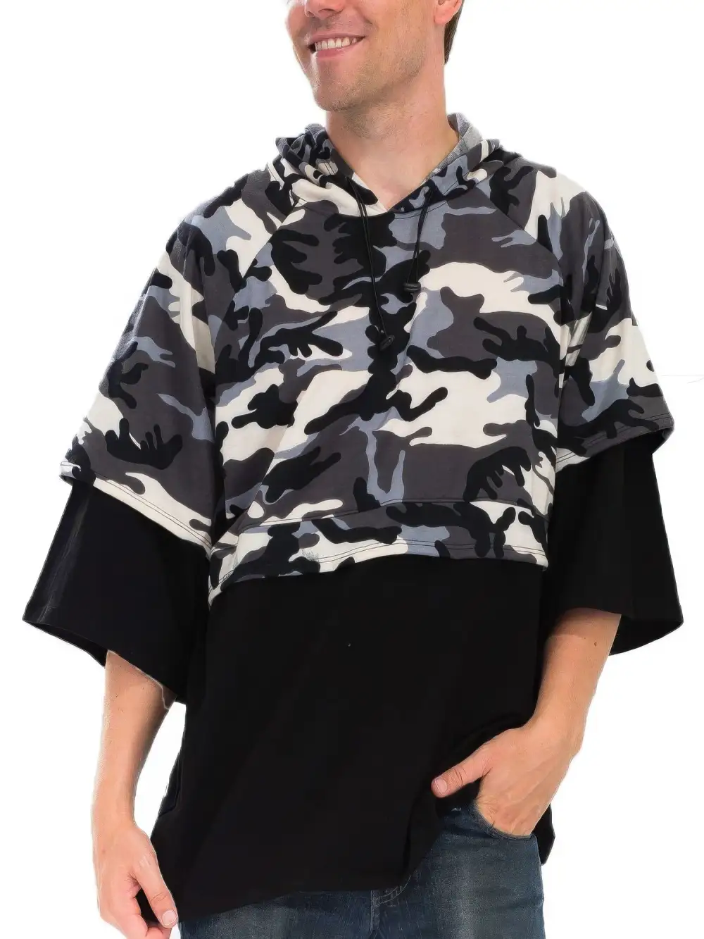 Contrast Hooded T-Shirt Hoodie