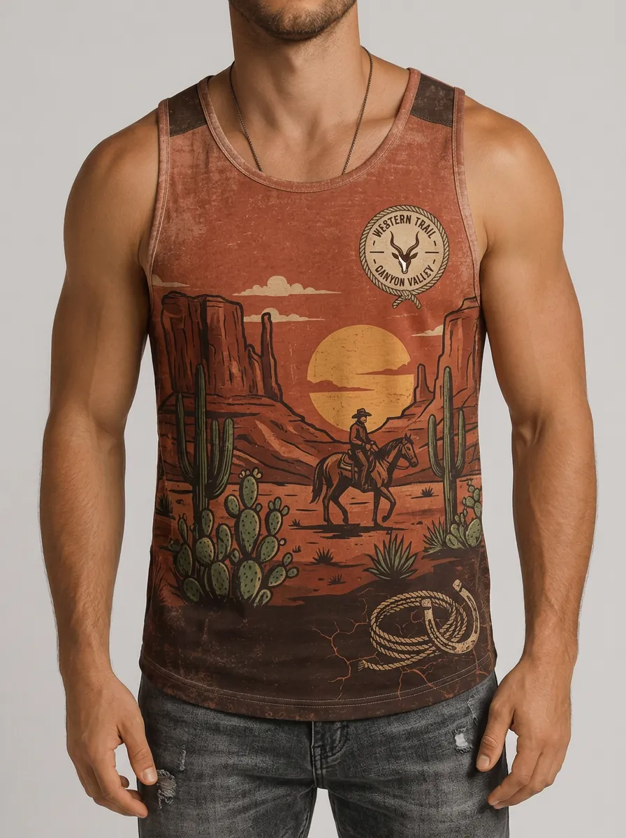 Men's Western Graphic Tank Top