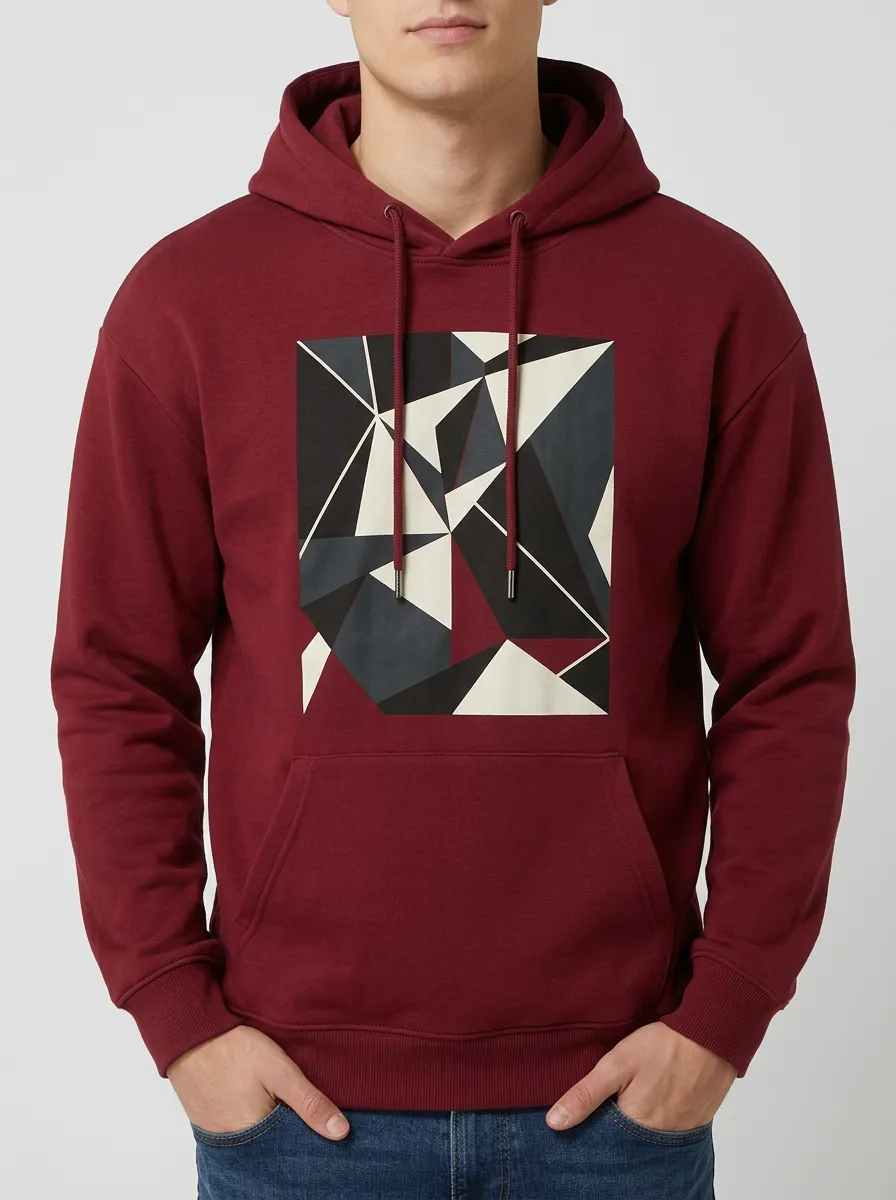 Men's Geometric Abstract Art Print Hoodie