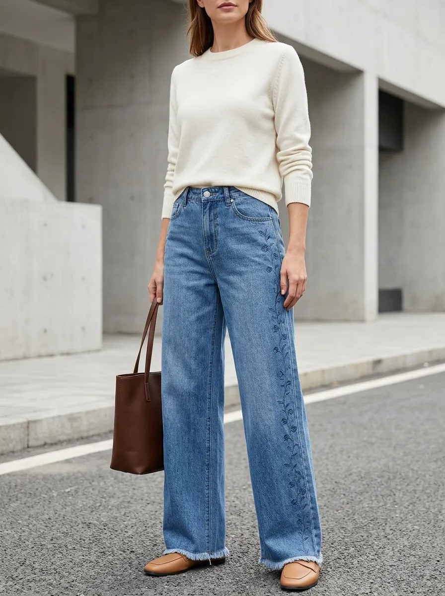 Women's Wide Leg Casual Denim Jeans