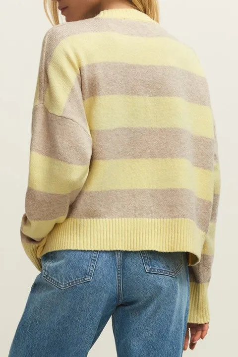 Yellow & Beige Striped Crewneck Sweater