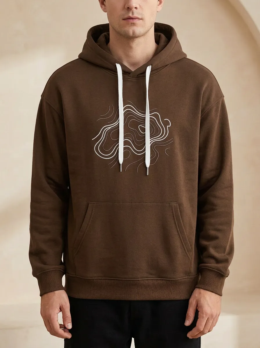 Men's Outdoor Hiking Topographic Map Print Hoodie