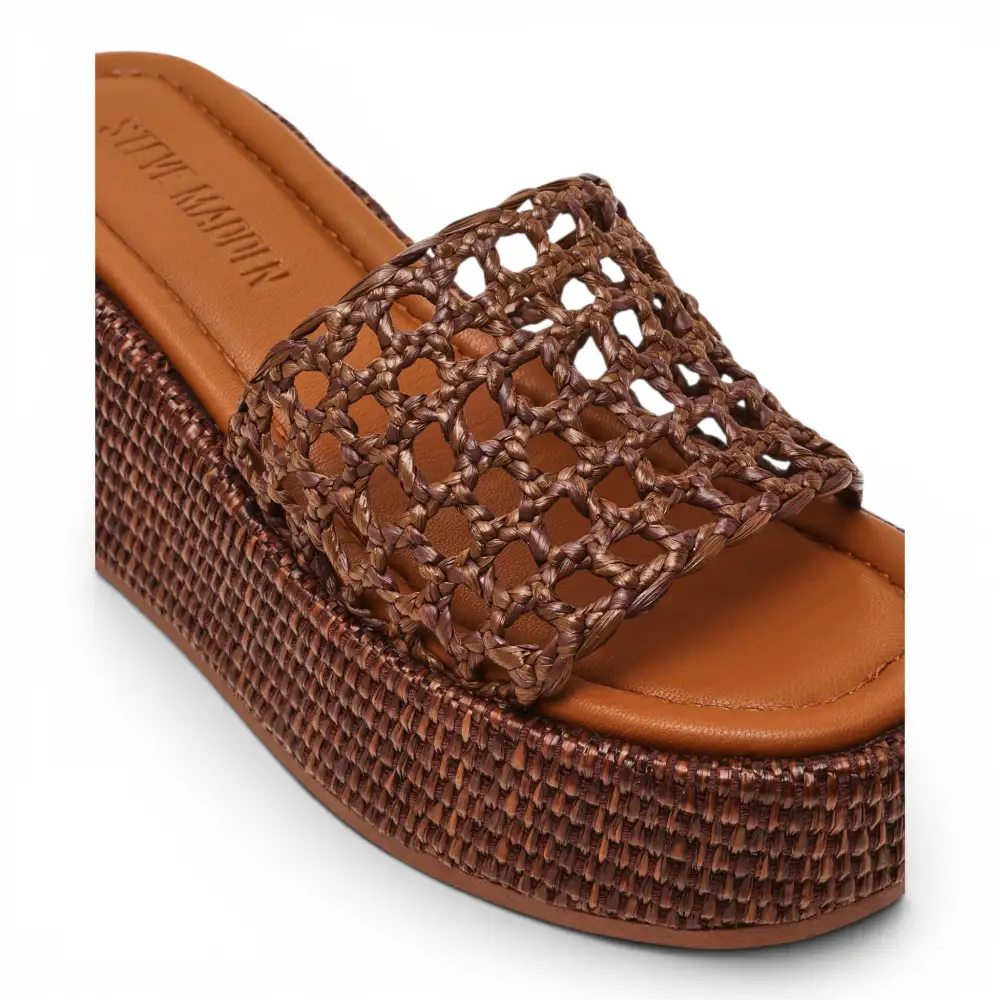 Brandy Raffia Platform Wedge Slide Sandal