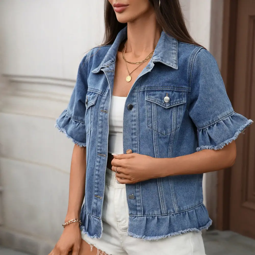 Modern Denim Casual Outerwear Jacket