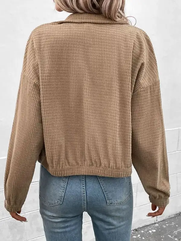 Drop Shoulder Collared Casual Jacket