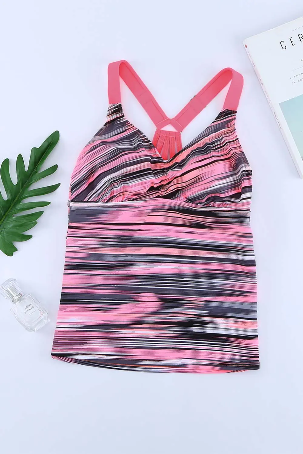 Swimwear Geometric Leopard Abstract Backless Sheath Active Bikinis Tops