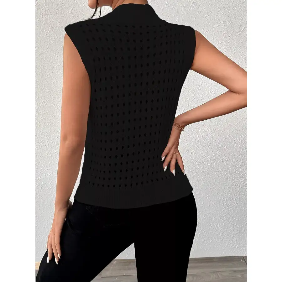 Hollow Out Round Neck Knit Tank
