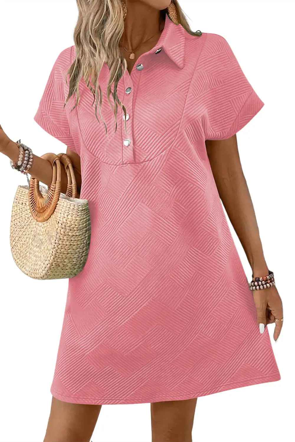 Women's Solid Textured A Line Mini Dress
