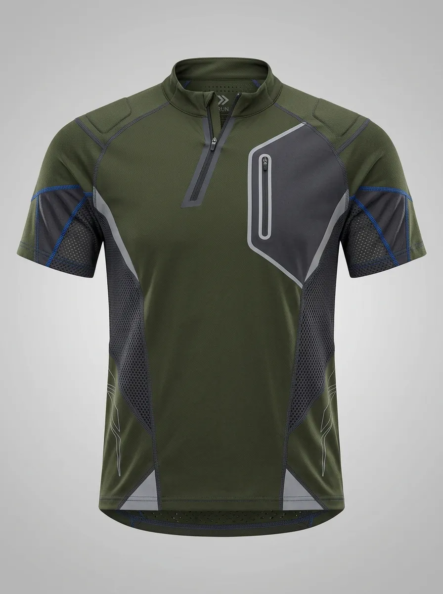 Men's Tactical Outdoor Sport Zippered Mesh Printed Shirt