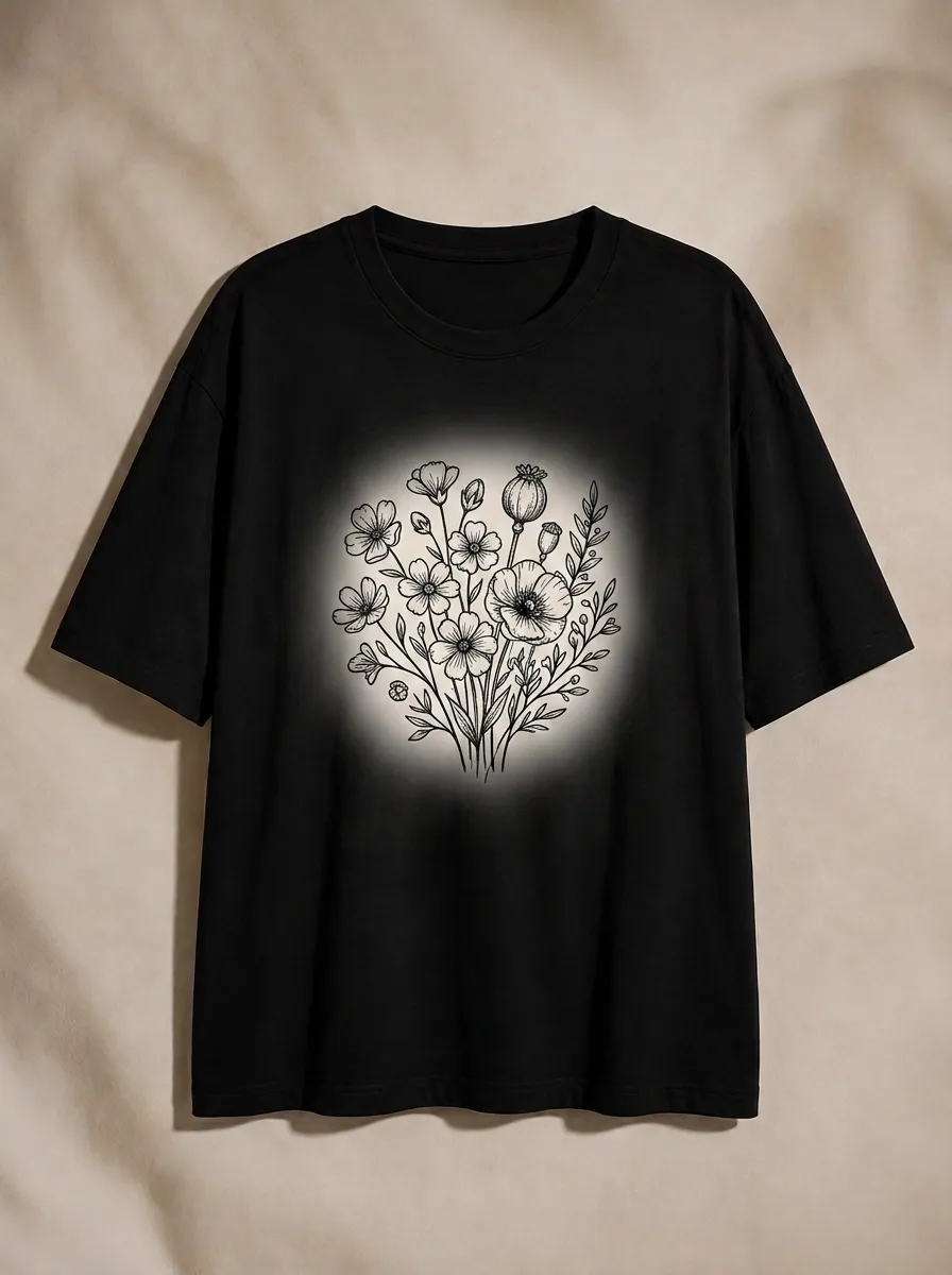 Unisex Botanical Nature Lover Wildflower Bouquet Printed T-shirt