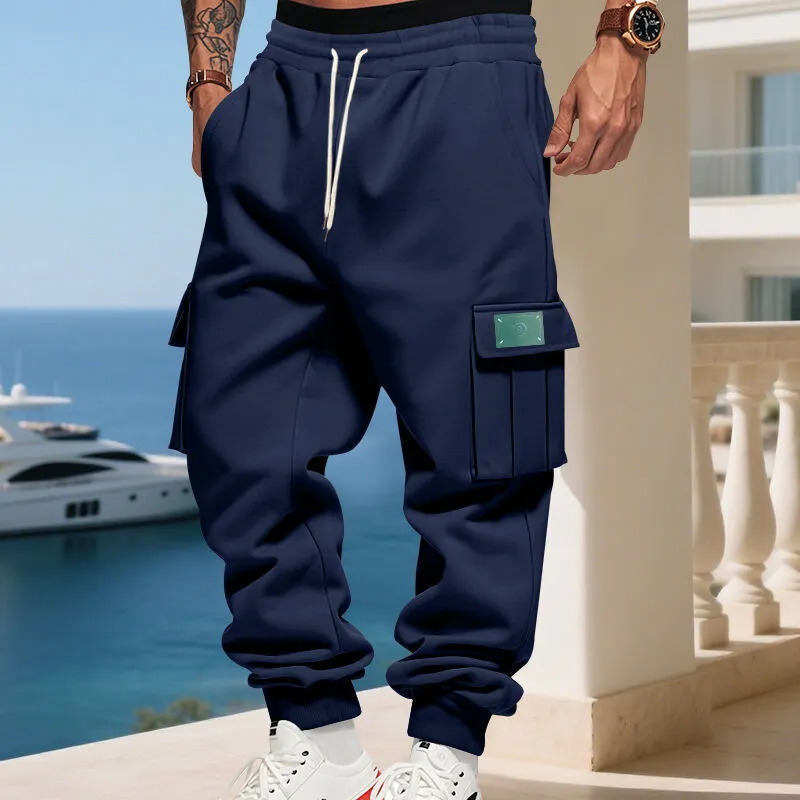Men's Cargo Jogging Pants Pockets Waistband Cargo Pants