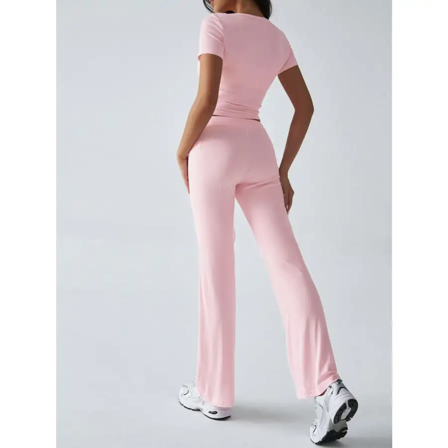Short Sleeve Top and Drawstring Pants Set