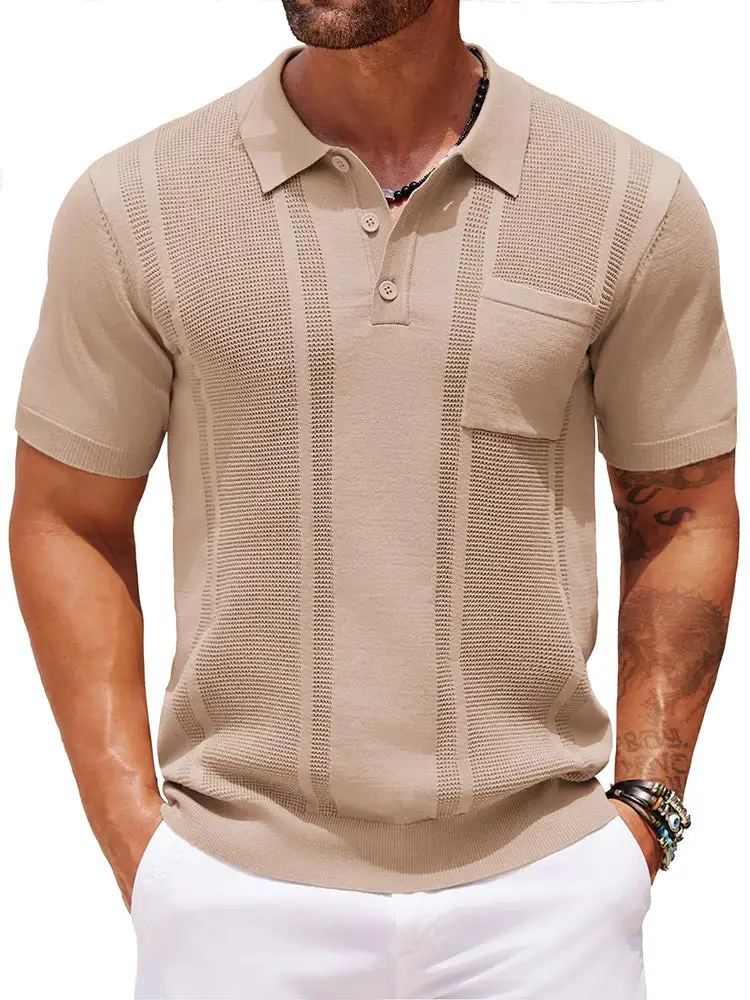 Casual Textured Knit Polo Shirt