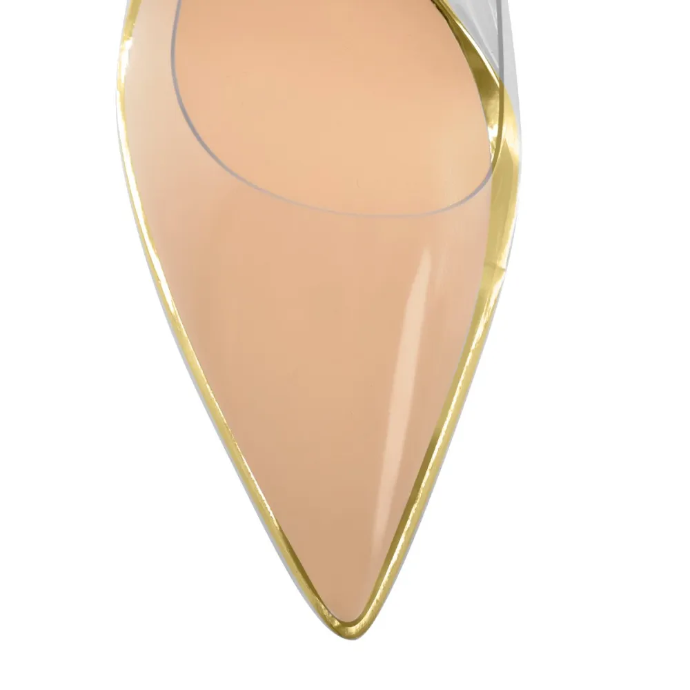 Pointed Toe Transparent Heel Slip On Pumps