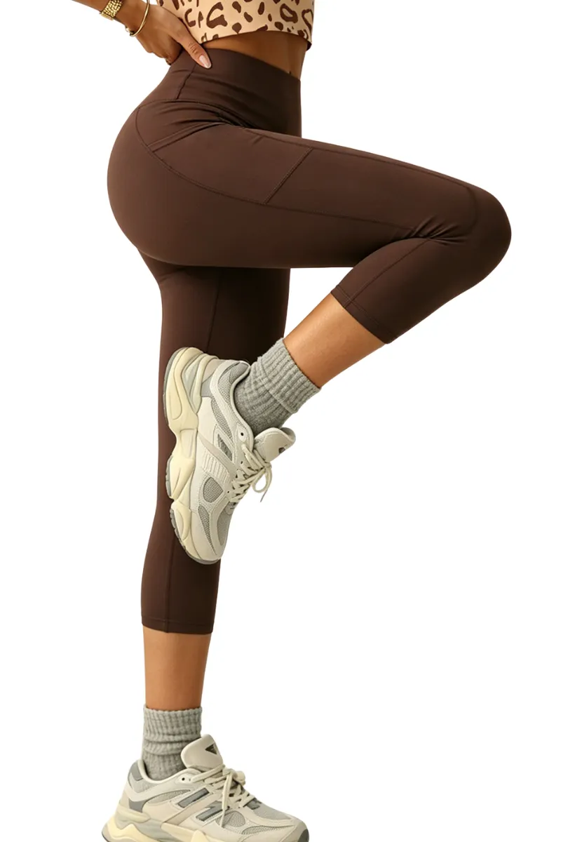 High-Waist Side-Pocket Pocketed Sculpting Capri Leggings
