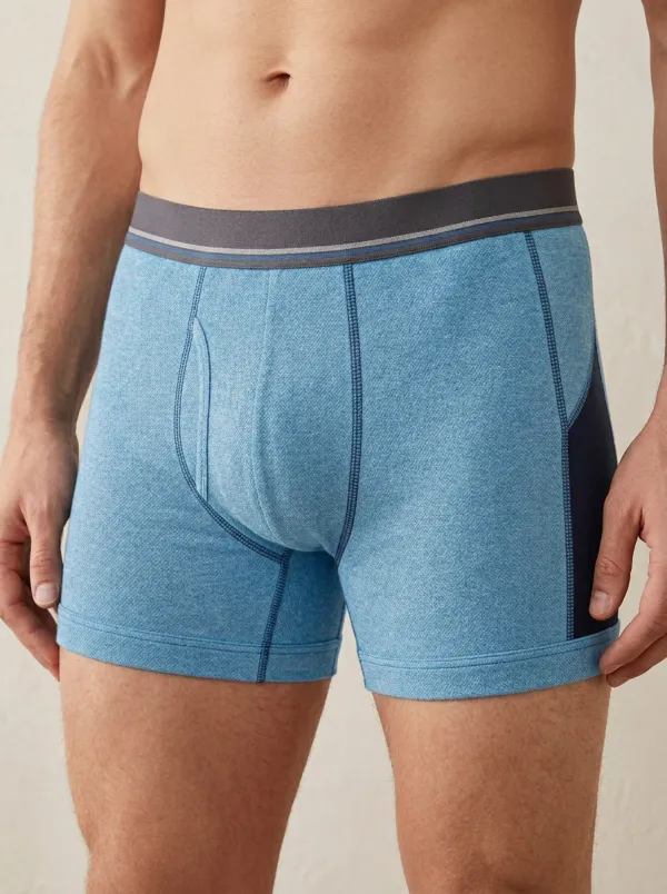 Men's Charcoal Grey Textured Contrast Panel Boxer Briefs